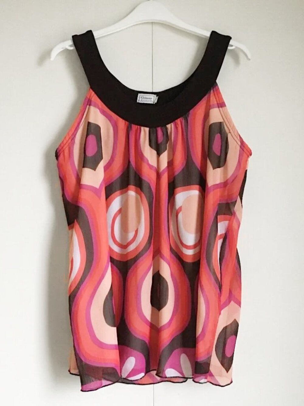 Gilmour Vancouver Retro Ogee Print Rounded Neck Band Tank Top